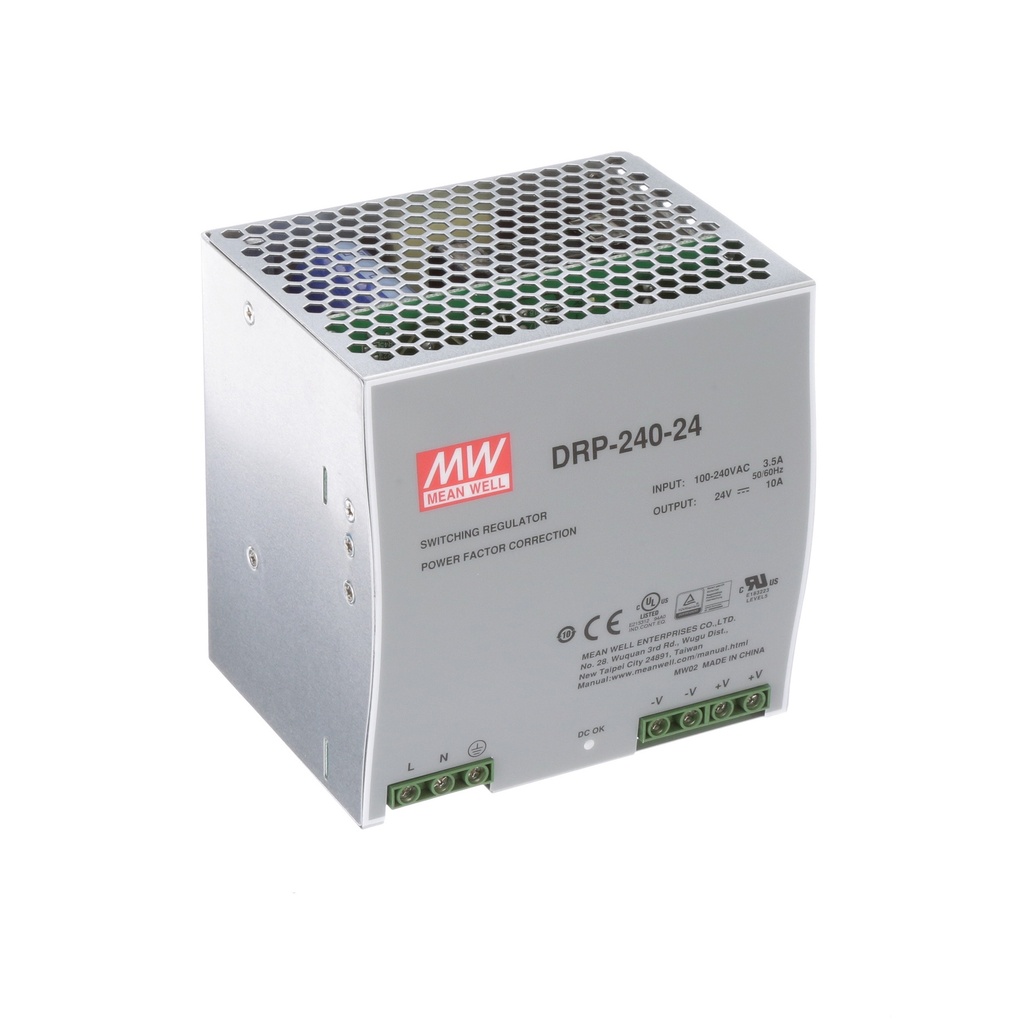 MEAN WELL - DRP-240-24-10 - Fuente de alimentación para carril DIN, 240W, 24 VDC, 10A