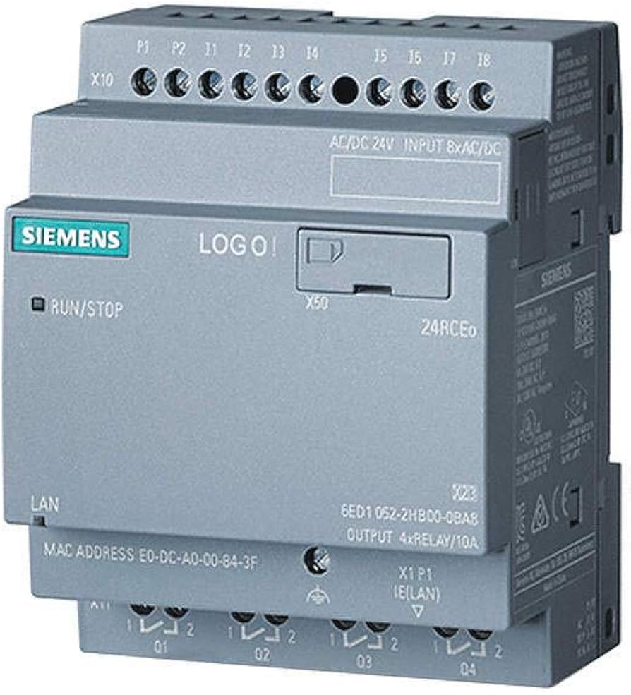 SIEMENS - 6ED1052-2HB08-0BA2 LOGO! 24RCEO (AC), logic module, PS/I/O: 24 V DC/24 V AC/relay, 8 DI/4DO, without display